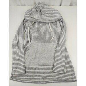 Standard James Perse Womens Striped Heathered Hoodie Grey White Stripe Size 1